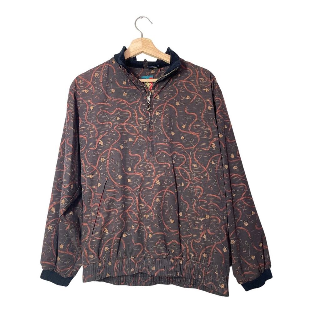Vintage Sunice Golf Pullover Phantom Horse Mens Small Brown 1/2 Zip